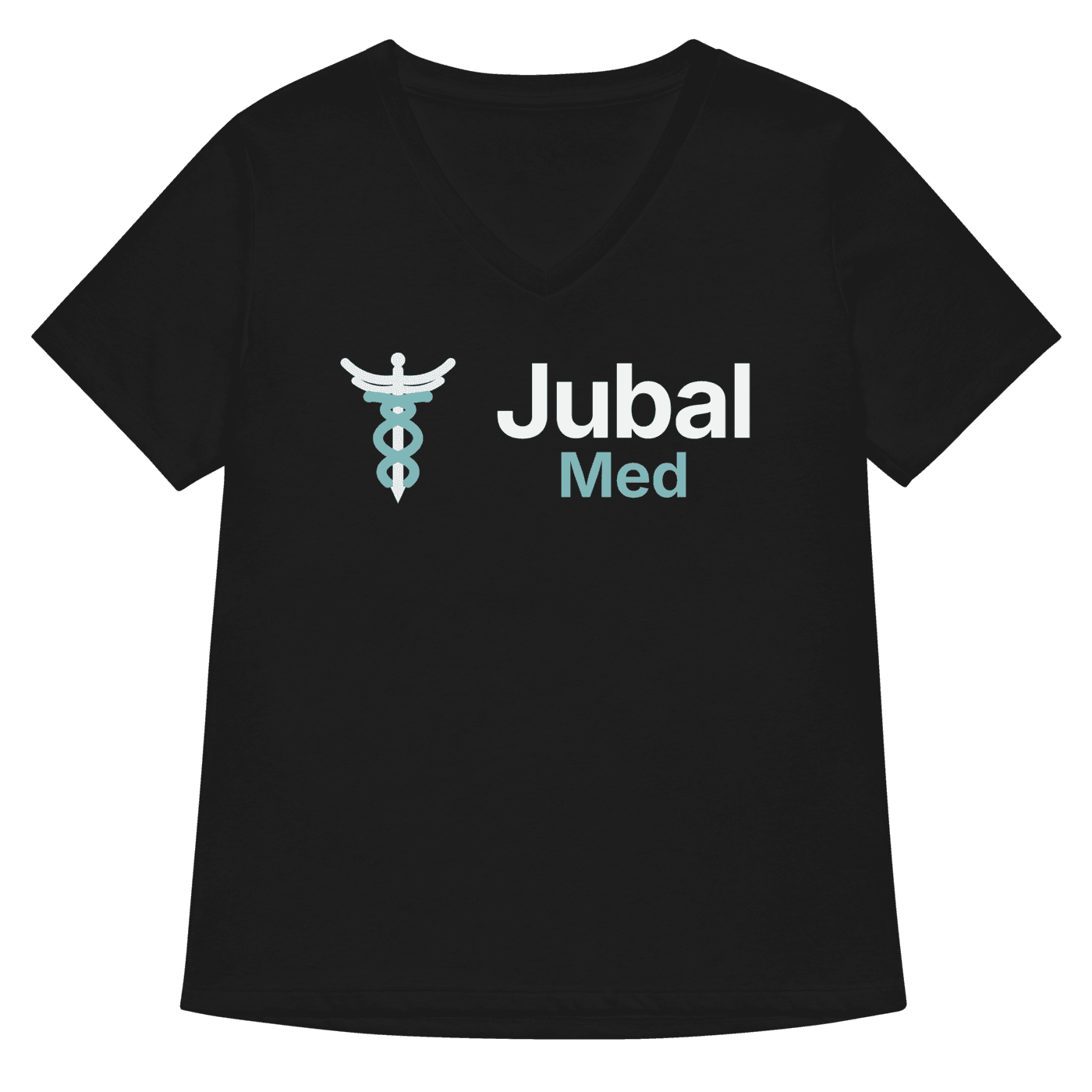 Jubal Med Women's Relaxed V-Neck Tee in Solid Black Blend