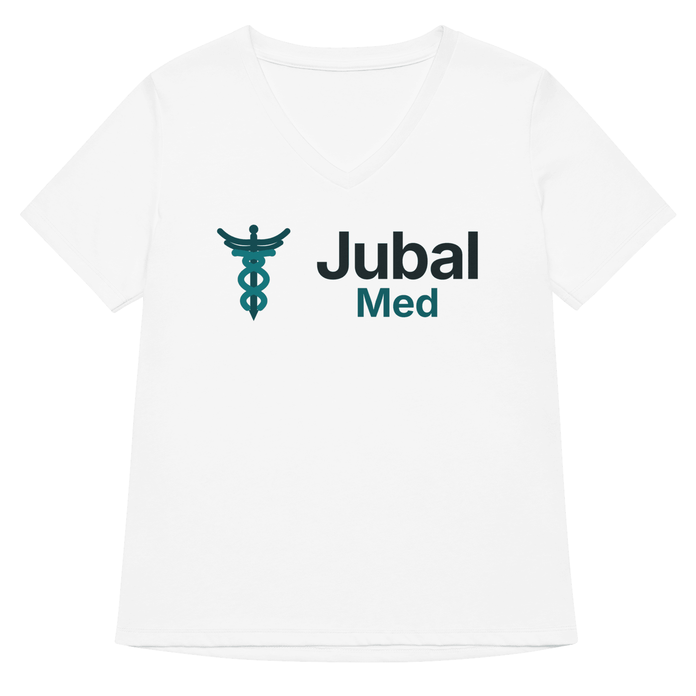 Jubal Med Women's Relaxed V-Neck Tee in Solid White Blend