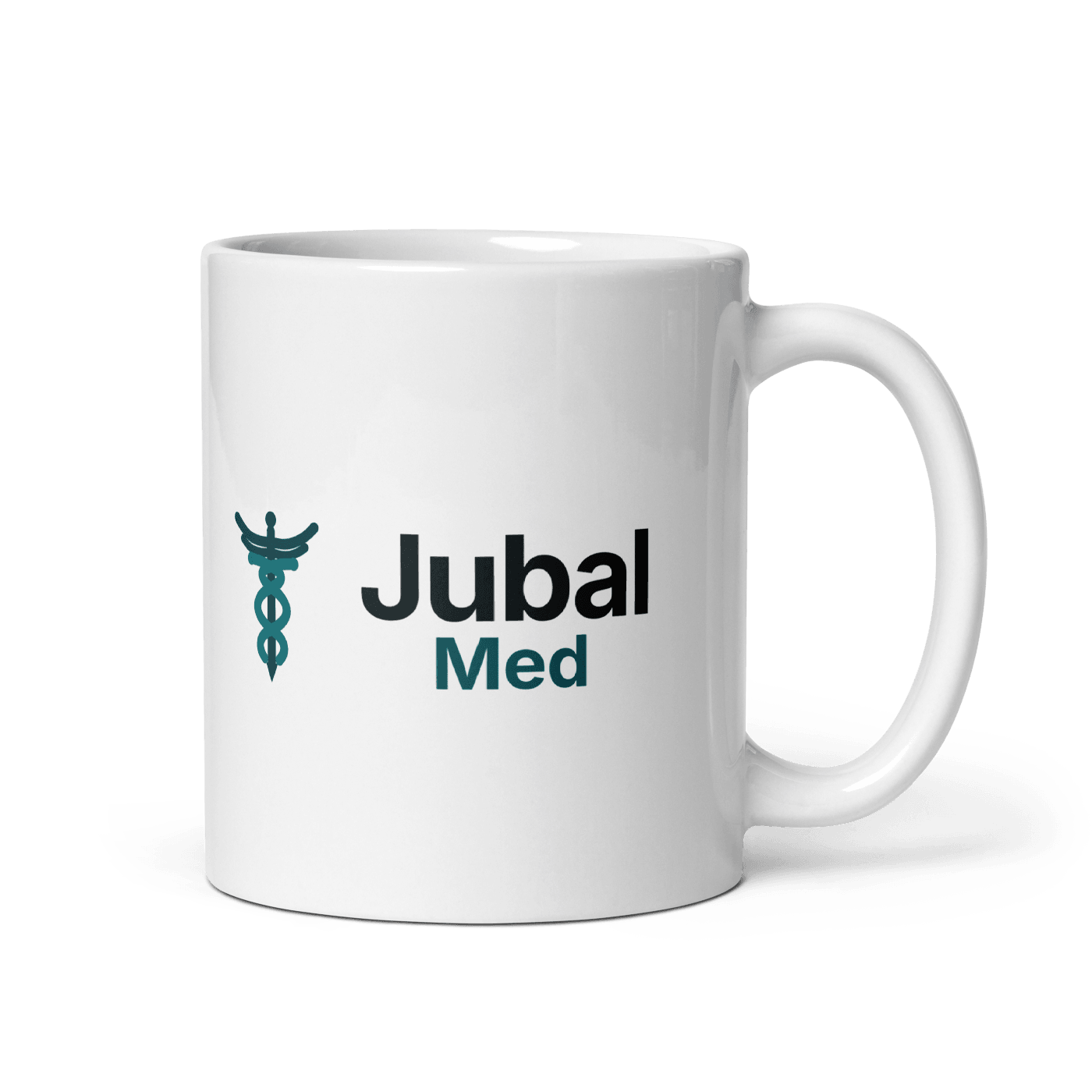 Jubal Med Glossy Mug — White in White